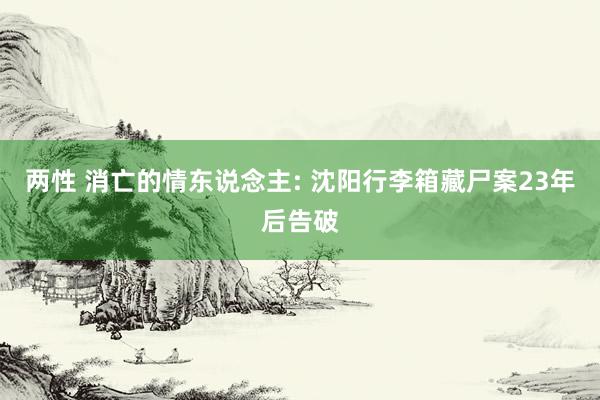 两性 消亡的情东说念主: 沈阳行李箱藏尸案23年后告破