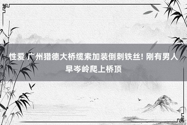 性爱 广州猎德大桥缆索加装倒刺铁丝! 刚有男人早岑岭爬上桥顶