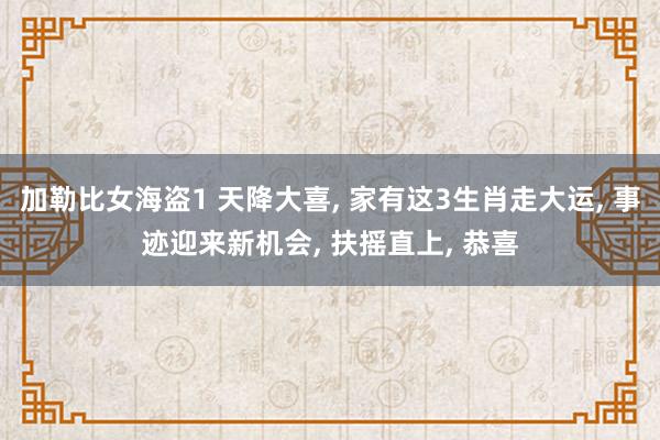 加勒比女海盗1 天降大喜， 家有这3生肖走大运， 事迹迎来新机会， 扶摇直上， 恭喜