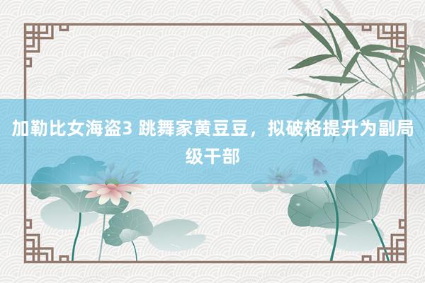 加勒比女海盗3 跳舞家黄豆豆，拟破格提升为副局级干部