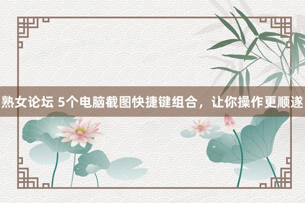 熟女论坛 5个电脑截图快捷键组合，让你操作更顺遂
